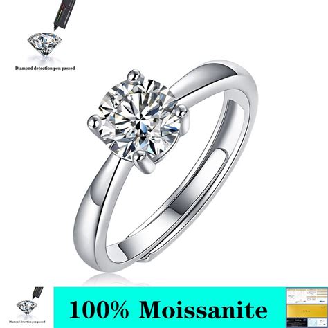 Anillo De Compromiso De Plata De Ley 925 Con Diamante Moissanita Para