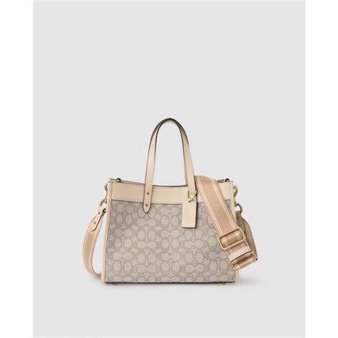 Coach Mala Tote Field de Jacquard c Estampado de Logótipos Nude