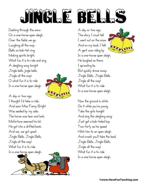 Jingle Bells Lyrics Have Fun Teaching Jingle Bells Lyrics Have Fun