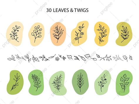 Daun Daun Ranting Ramuan Rumput Musim Semi Bintik Bintik Elemen Png