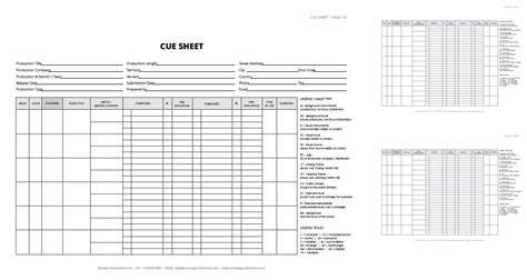 A music cue sheet lists theme music and background cues associated specifically with those productions as well as independent songs which are download free cue sheet template. VIP Downloads List
