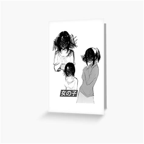 Tarjetas De Felicitación Chicas Blanco Y Negro Sad Japanese Anime