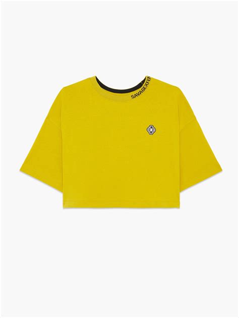 Essential Heavy Jersey Back Page Cropped T-Shirt in Gold & Yellow