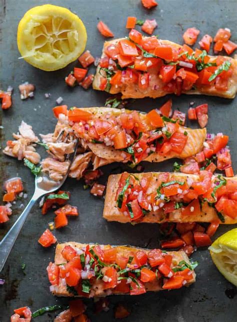 Roasted Salmon With Tomato Basil Relish Destination Delish