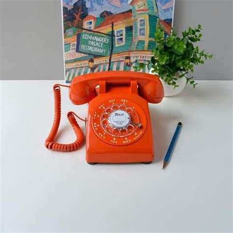 Vintage Rotary Phone Working Rotary Dial Telephone In Orange Etsy