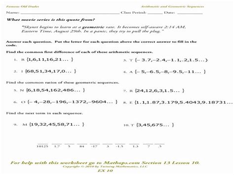 Arithmetic Sequence And Series Worksheet Pdf - Thekidsworksheet
