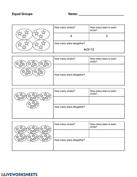 Multiplication By Grouping Worksheets