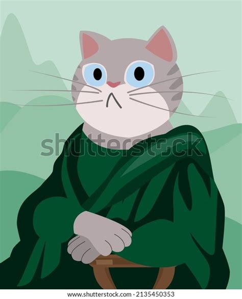 Portrait Mona Lisa Cat Remake Leonardo Stock Vector Royalty Free