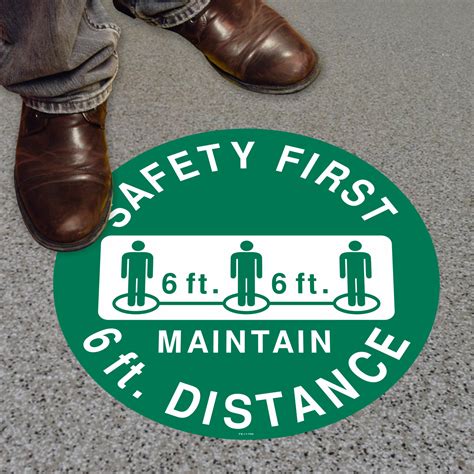 6ft Please Keep Safe Distance Slipsafe Floor Sign