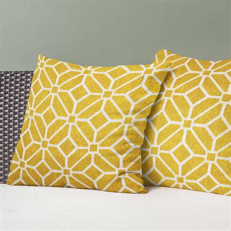 Geometric Cushion Cover Navy Ochre Abstract Print Cushions Covers 18 X