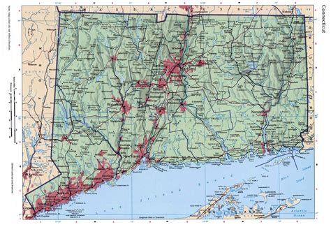 Large Detailed Roads And Highways Map Of Connecticut State With Relief