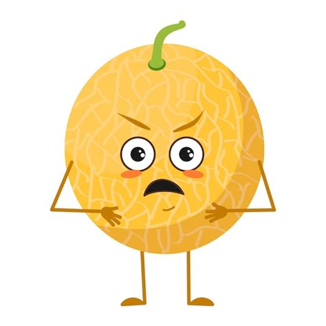 Premium Vector Cute Melon Character With Angry Emotions Face Arms And Legs The Funny Or Grumpy