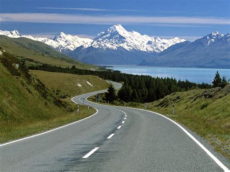 Mount Cook New Zealand Mountain Nature Way Road Sky Landscape Hd