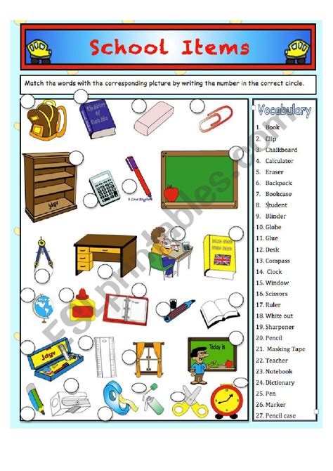 My School Items Vocabulary My Own Pictures Esl Worksheet By Judieguv