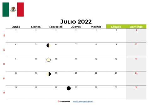 Descargar Calendario Julio 2022 México Para Imprimir