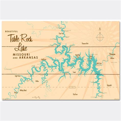 Lake Of The Ozarks Missouri With Mile Markers Wood Sign Map Art