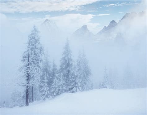 Mysterious Winter Landscape Majestic Mountains In The Winter Free Photo
