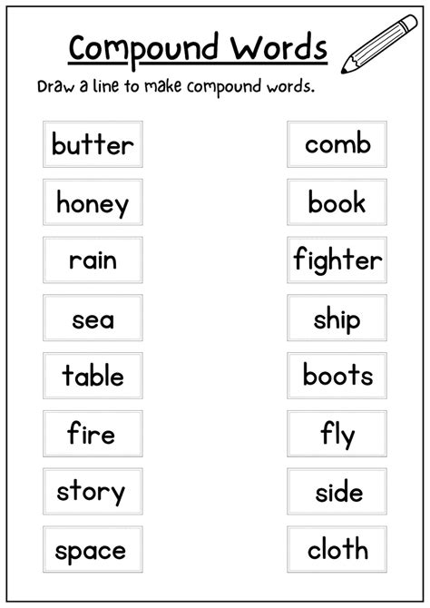 Printable Compound Word Worksheets Compound Words Worksheet Etsy