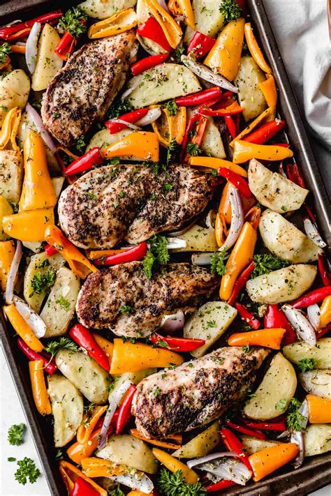 Sheet Pan Italian Chicken With Potatoes And Peppers