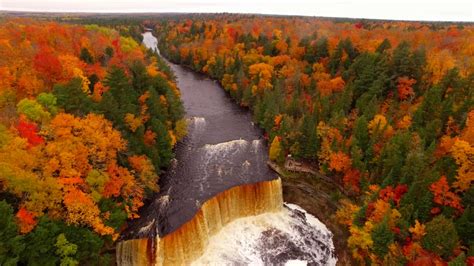 Drone Video Shows Fall Colors At Tahquamenon Falls In