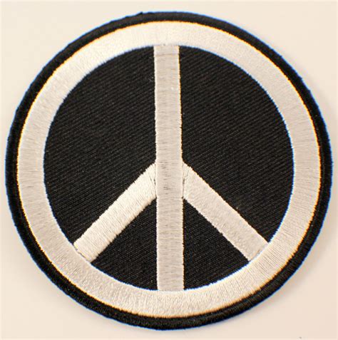 Black And White Hippie Peace Symbol Sign Biker Motorcycle Uniform Patch
