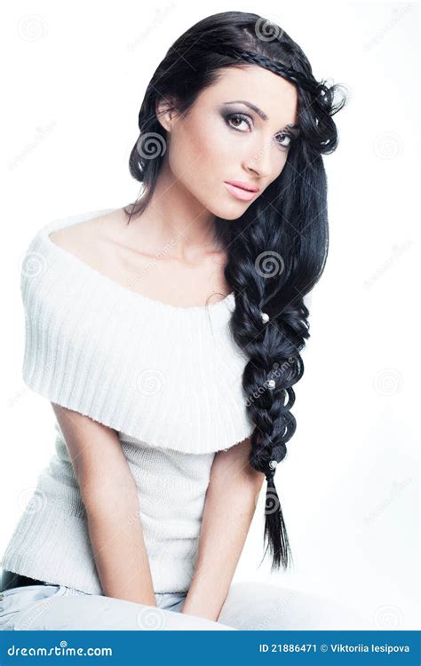 Pretty Brunette With Fashionable Braids Stock Image Image Of Body Hairstyle 21886471