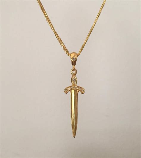 Necklace Golden Knights Sword With Diamonds By Roman Paul Romanpaul