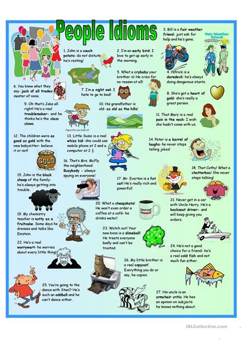 They are idioms involving or containing animals to carry out the expression. English Idioms Infographics, Slides, Videos and Printables ...