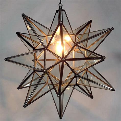 Moravian Star Pendant Light Clear Glass 19 Etsy Star Pendant
