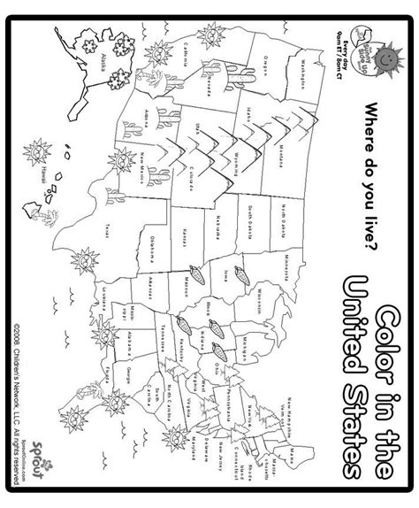 Print And Color Us Map Coloring Page Social Studies Worksheets