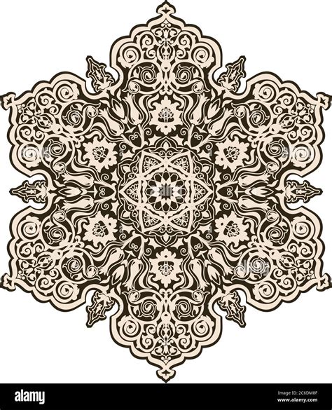 Floral Hand Drawn Mandala Turkish Motif Round Colorful Floral Ornament In Traditional Oriental