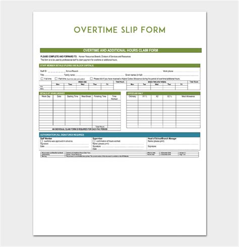 Overtime Sheet Formpdf