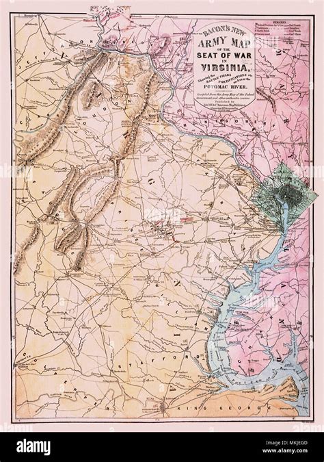 Civil War Map Virginia 1862 Stock Photo Alamy