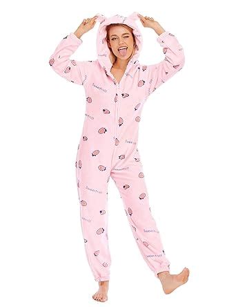Buy Amilia Womens Cute Sherpa Jumpsuit Fleece Onesie Fuzzy Pajama