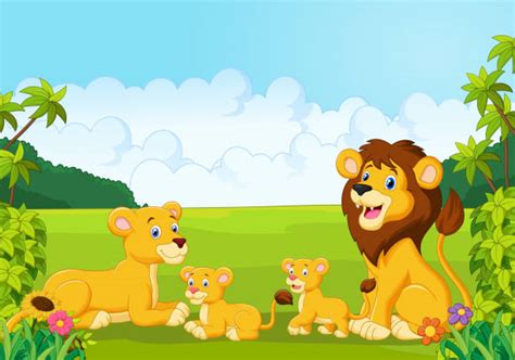 Best Cartoon Of Lion Lying Down Illustrations Royalty Free Vector