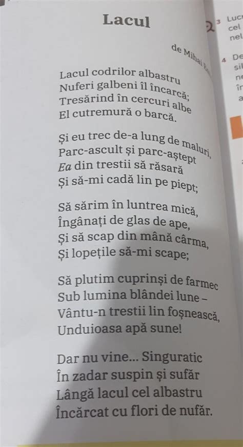 Asociaza Poezia Lacul De Mihai Eminescu Cu Un Alt Text Literar Cunoscut