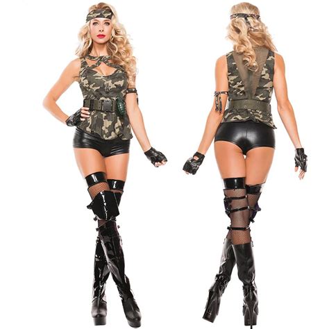 Free Shipping Camouflage Slim Women Sexy Uniform Soldiers Costumes Military Officer Costumes