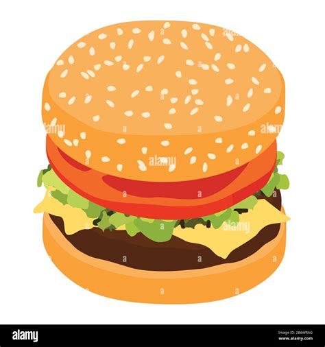 Vector Realistic Hamburger Classic Burger American Cheeseburger With