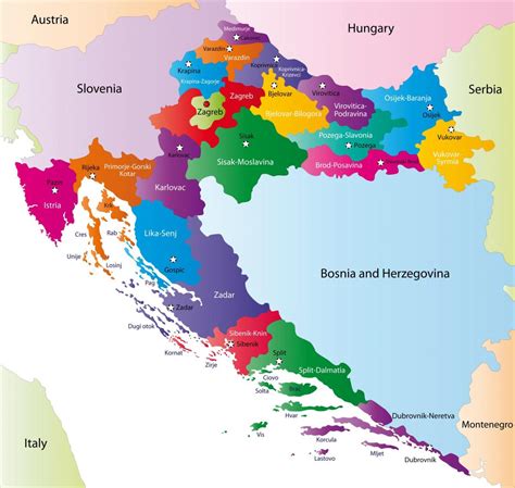 Mapa Regionów Chorwacji Mapa Polityczna I Państwowa Chorwacji