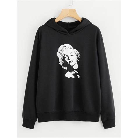 Marilyn Monroe Print Hoodie Liked On Polyvore Featuring Tops Hoodies