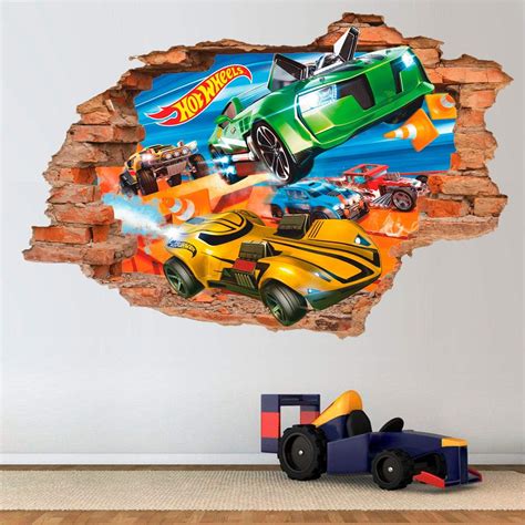 Hot Wheels 3d Wall Decal Toys Wall Sticker Cars Removable Vinyl Sticker