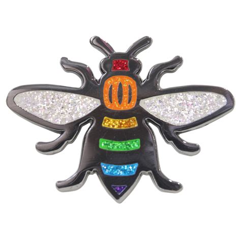 Glitter Rainbow Manchester Bee Enamel Pin Badge Enamel Etsy Ireland