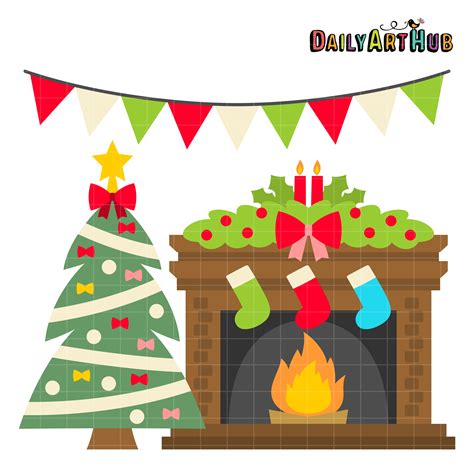 Christmas Fireplace Clip Art Set Daily Art Hub Free Clip Art Everyday