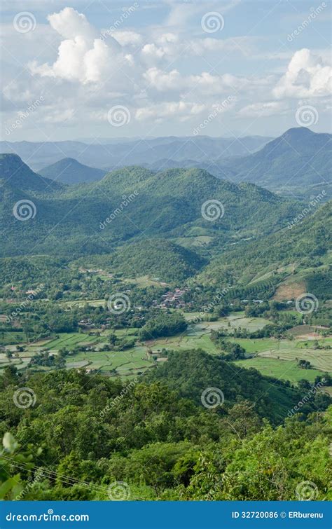 Landscape Of Green Mountain Range Stock Photo Image Of View Blue