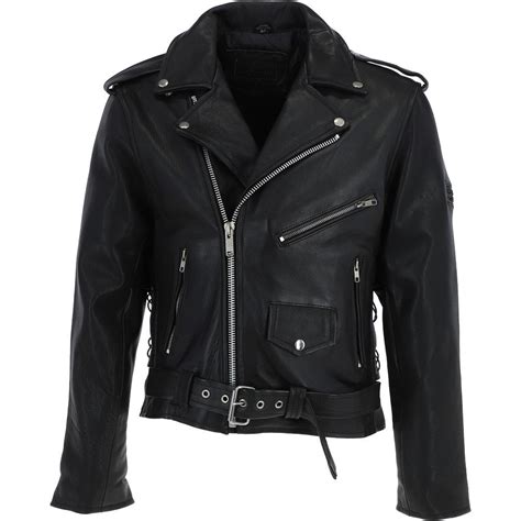 Mens Leather Classic Cowhide Biker Jacket Black Garman Brando Mens
