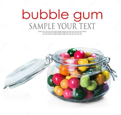 Glass Jar With Chewing Gum Round In Different Colors Stock Photo