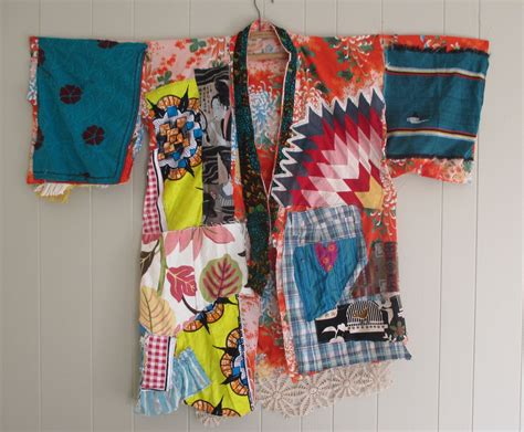 Mybonny Collage Clothing Wearable Folk Art Geisha Patchwork Kimono