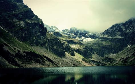Landscape Lake Mountain Mist Reflection Nature Wallpapers Hd
