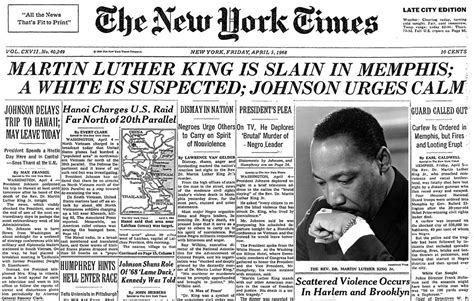 Martin Luther King Assassination Newspaper Article