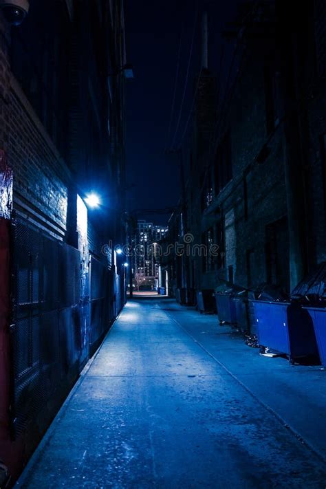 Dark City Alley At Night Stock Image Image Of Garbage 113523233